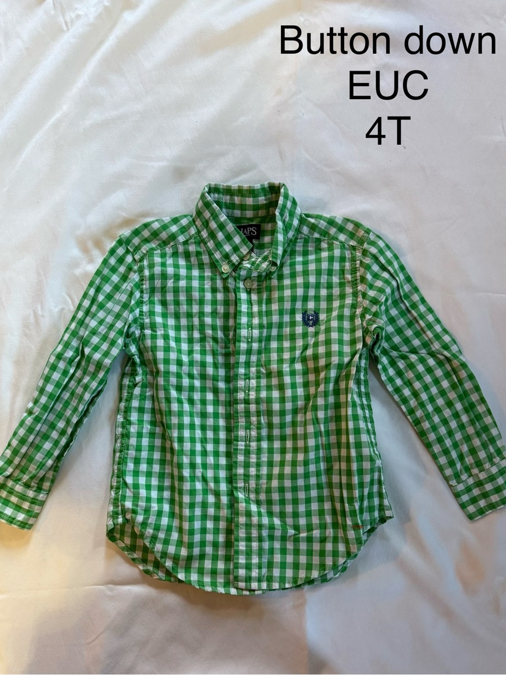 Chaps Green and White Gingham Button-Down Shirt